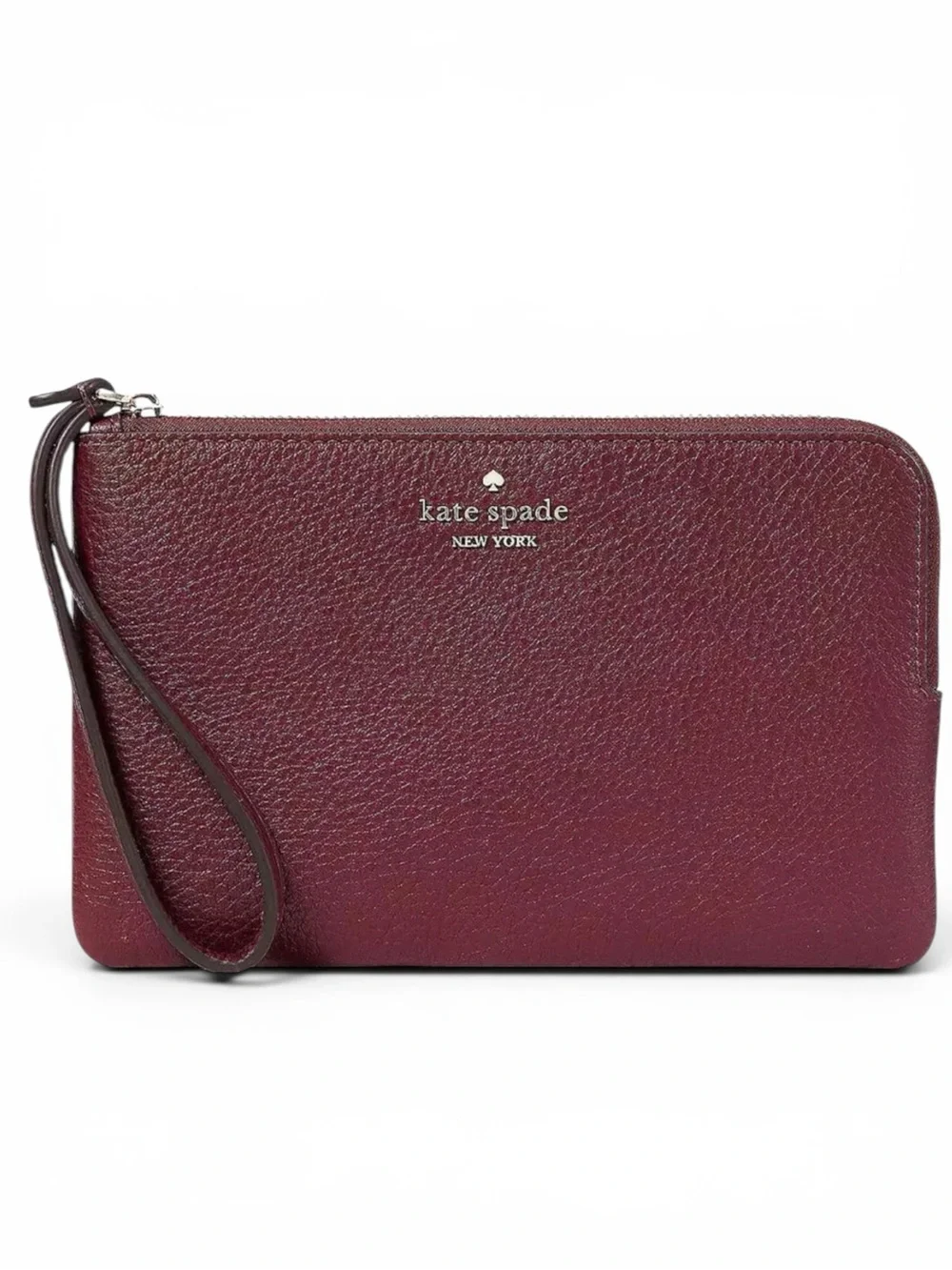 Kate Spade Chelsea Medium Wristlet Pouch Deep Berry Pebbled Leather NWT